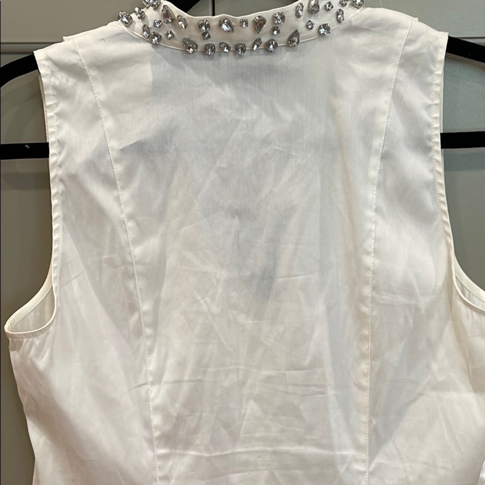 NWT WHBM Sleeveless Glam Poplin with Frill Top - Picture 6 of 8